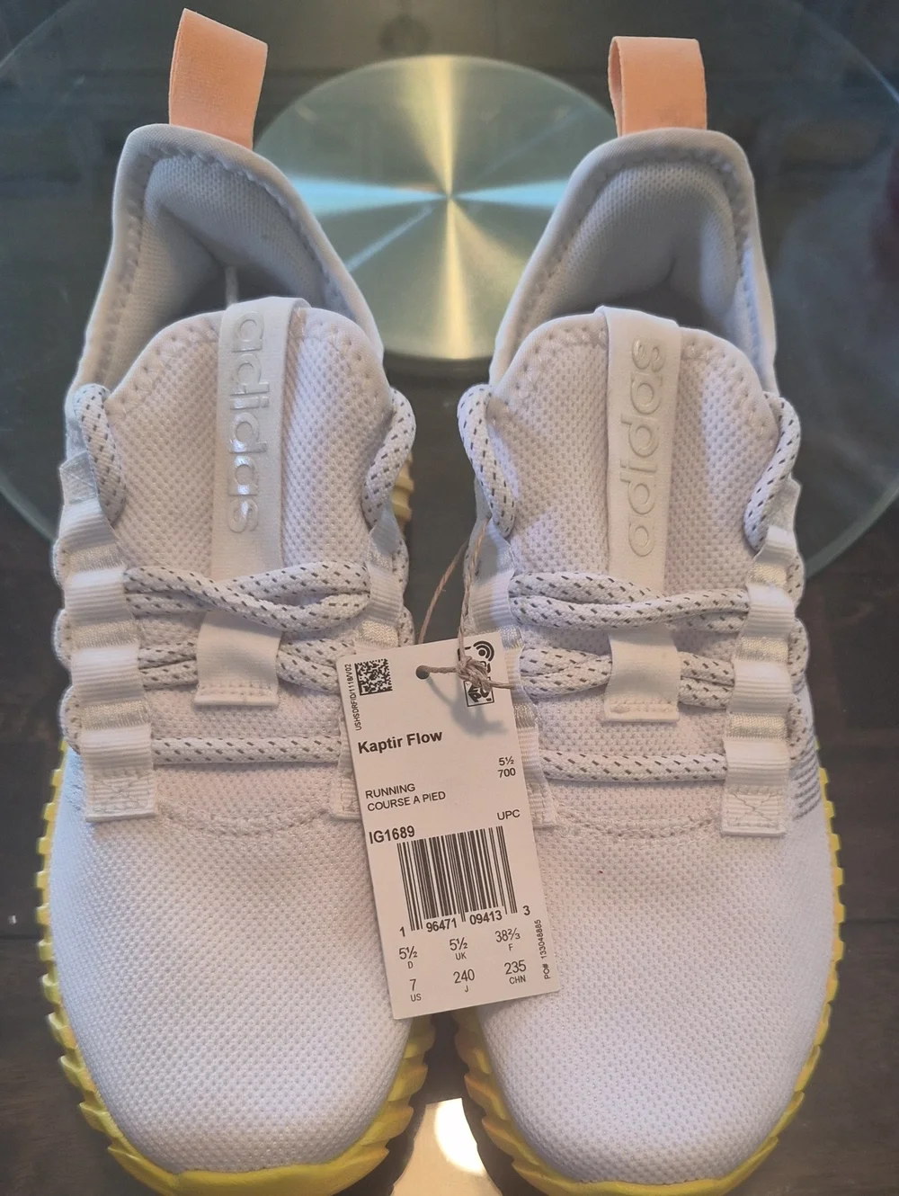 adidas Women White Sneakers with Yellow Outsole
